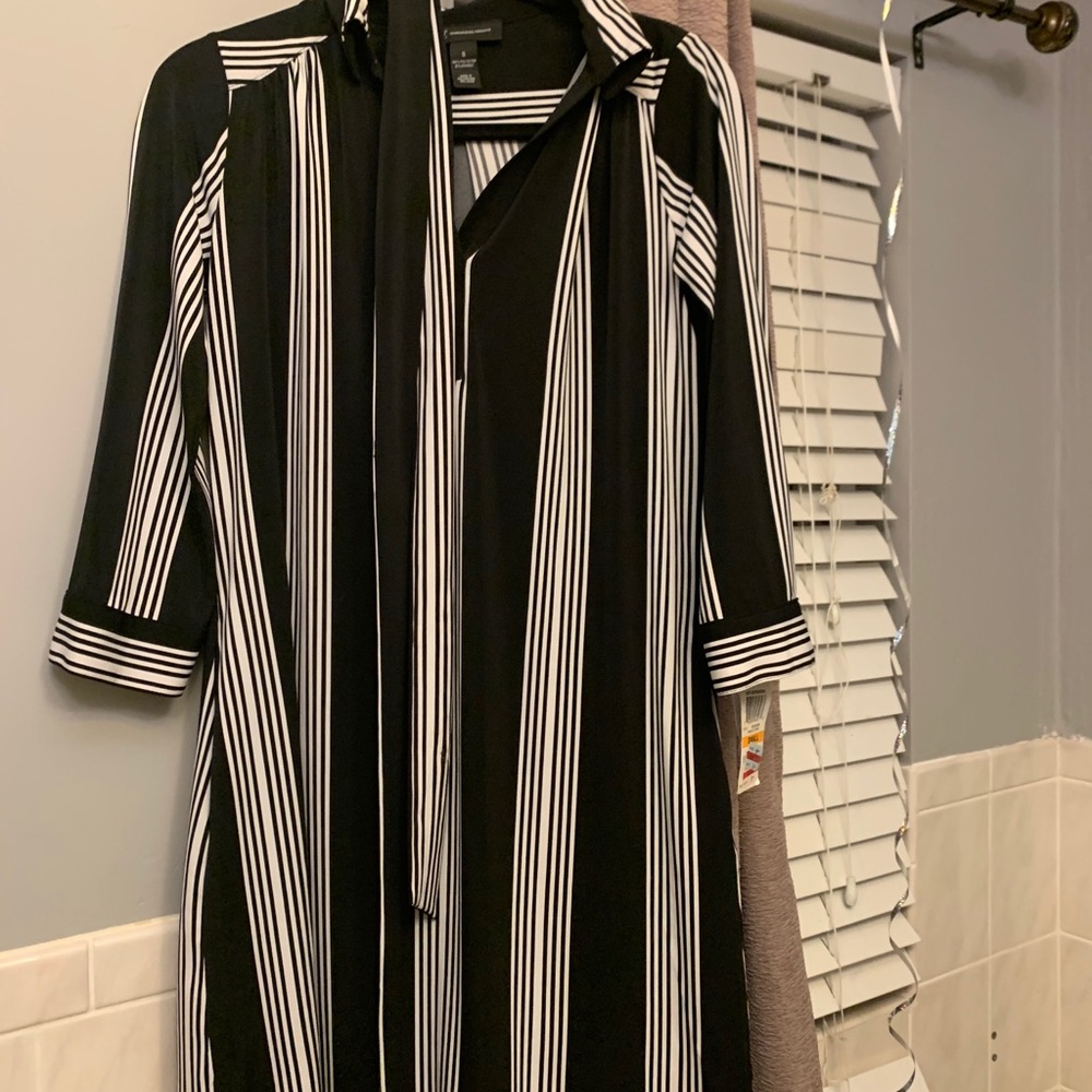 INC blouse dress black and white